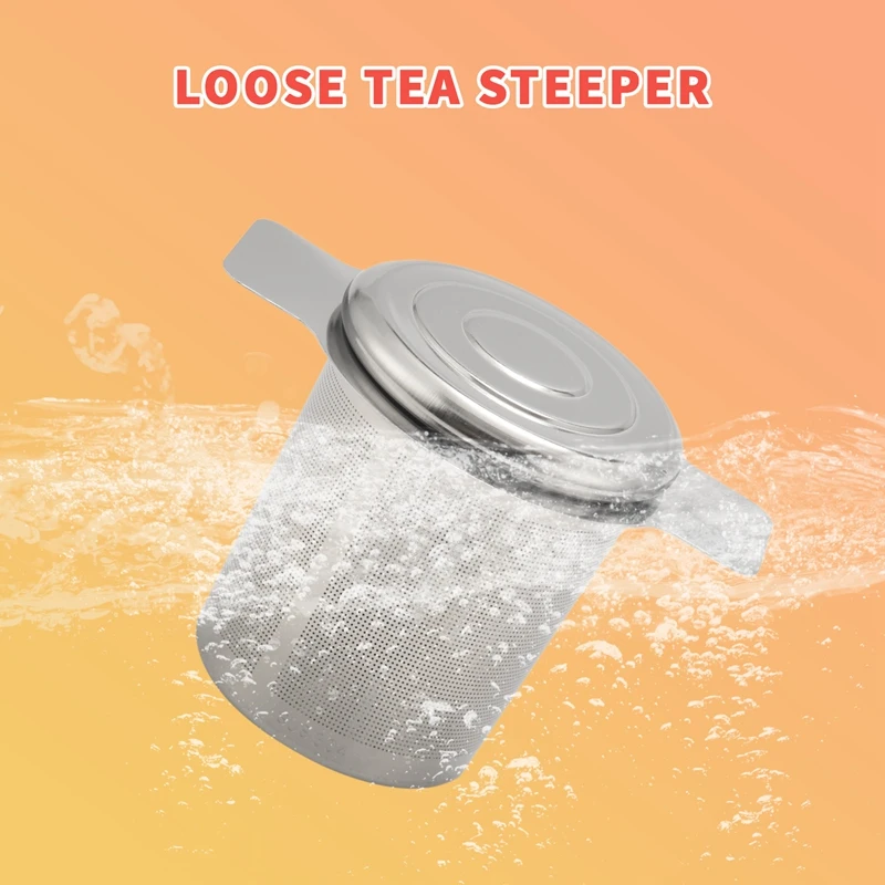 Filtros de té de hojas sueltas, filtros de cesta de té de acero inoxidable, colador de té, Steeper para colgar en teteras, 2 paquetes