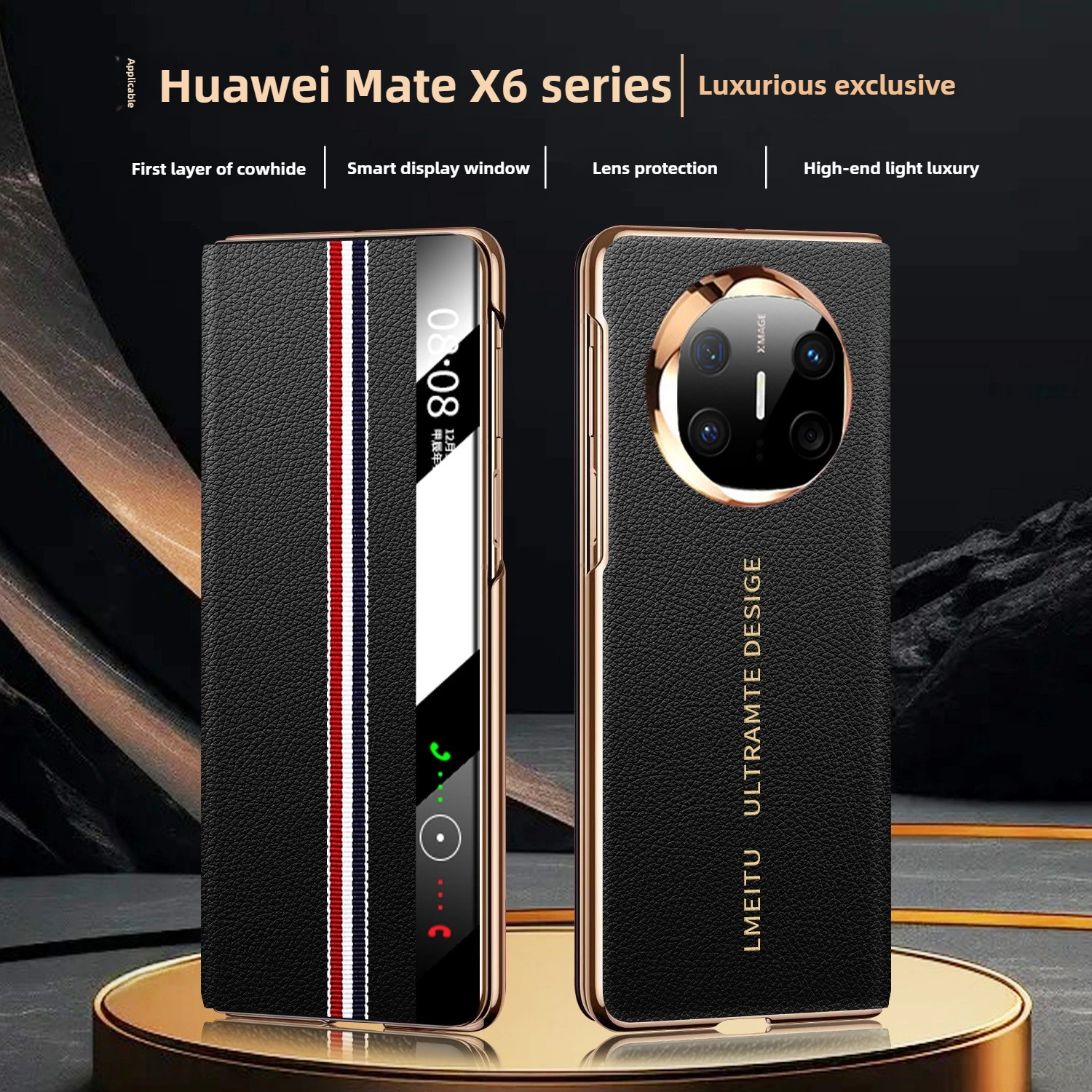 New flip-top case for Huawei Mate X6 Case Genuine leather all-inclusive anti-fall smart display screen case for Huawei x6