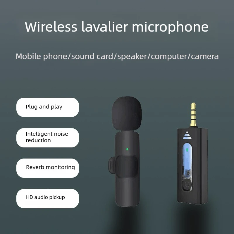 

3-in-1 Wireless Lavalier Microphone Clip-on Condenser Lapel Mic with Noise Reduction for Live Streaming Recording YouTube TikTok