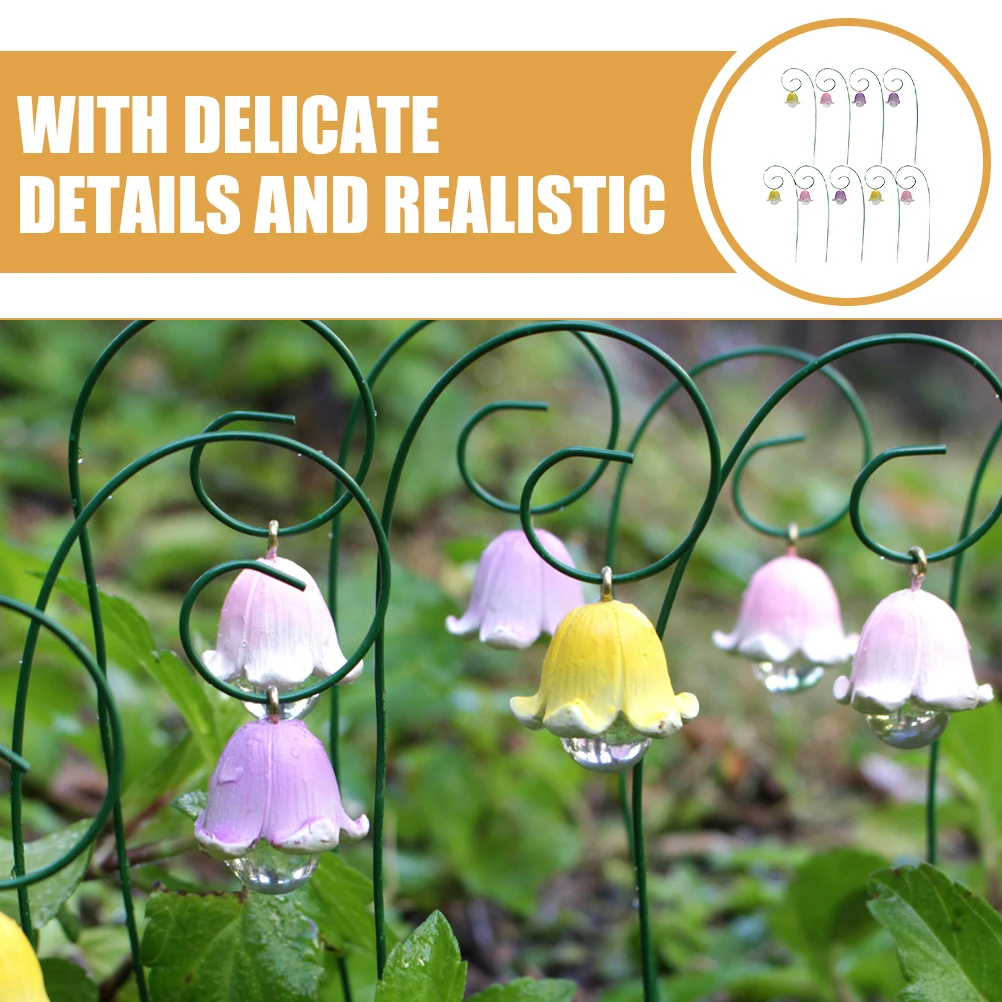 

9Pcs Resin Iron Flower Garden Stakes Outdoor Yard Decorative Flower Plant Inserts Realistic Lawn Garden Decor Art