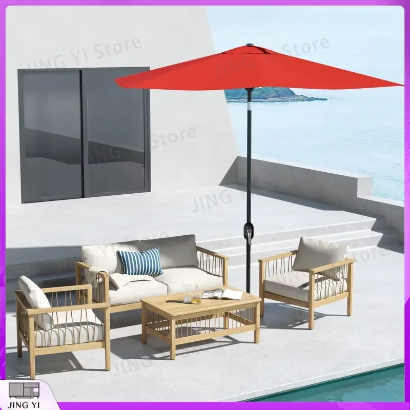 2x3m Rectangular Garden Parasol Umbrella Outdoor Market Sun Shade with Crank Lift Push Button Tilt 6 Ribs UV