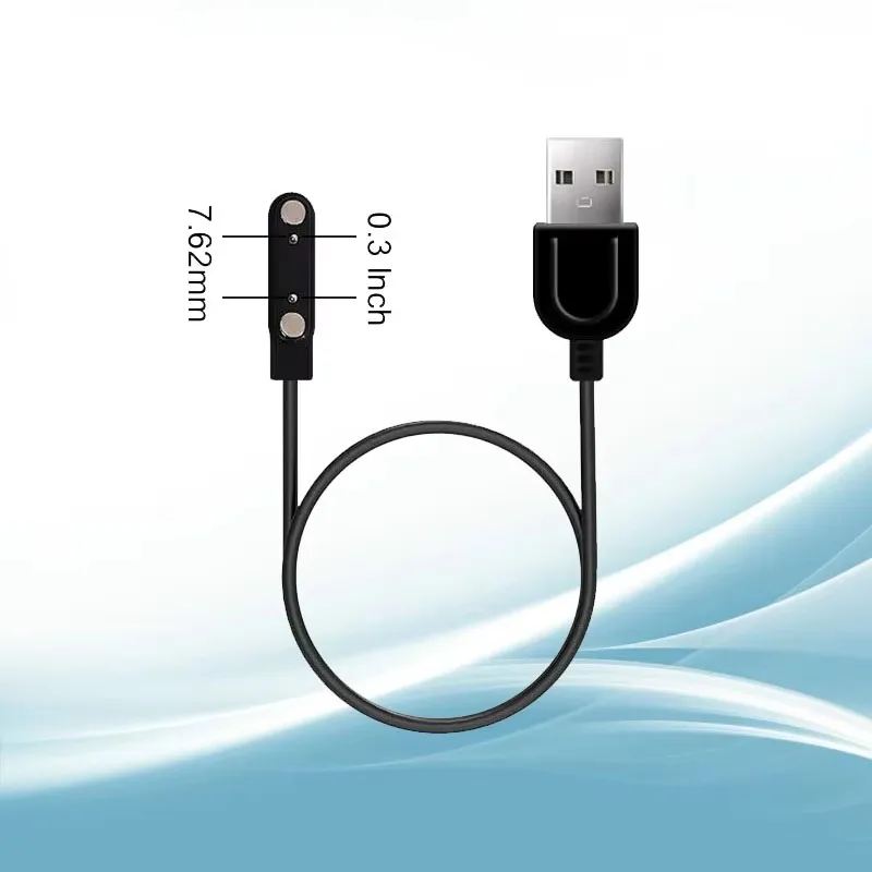 1pcs 2 Pin 7.62mm Pitch USB Smart Watch Magnetic Charger Cable For Smartwatch, Fitness Trackers, Smart Glasses & Wearable Device