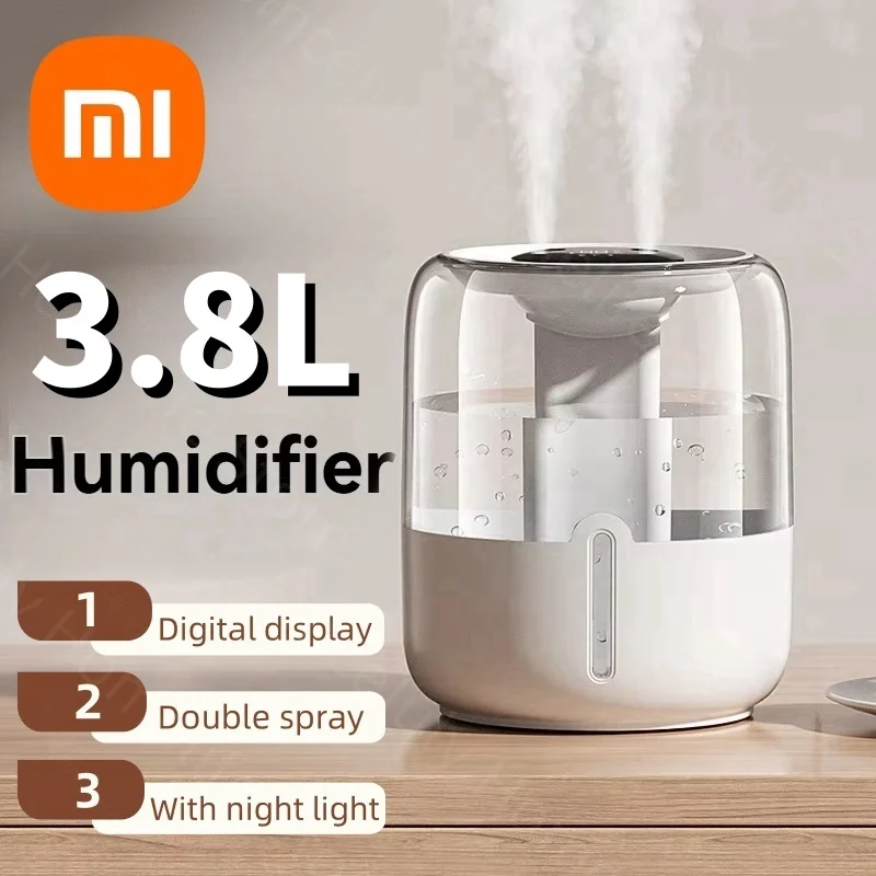 Xiaomi Humidifier 3.8L Large Capacity Humidifier USB Dual Spray Home Office Bedroom Desktop with Night Light Digital Display