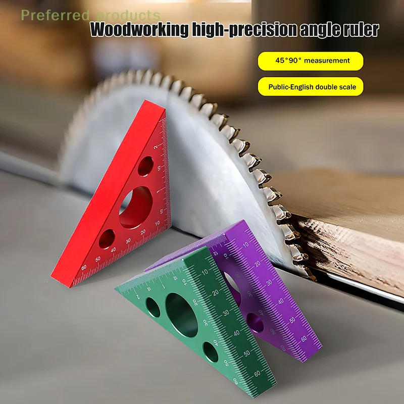 Precision Angle Measurement Tool; Right Angle Marking Ruler;  45/90 Degree Aluminum Alloy for Woodworking
