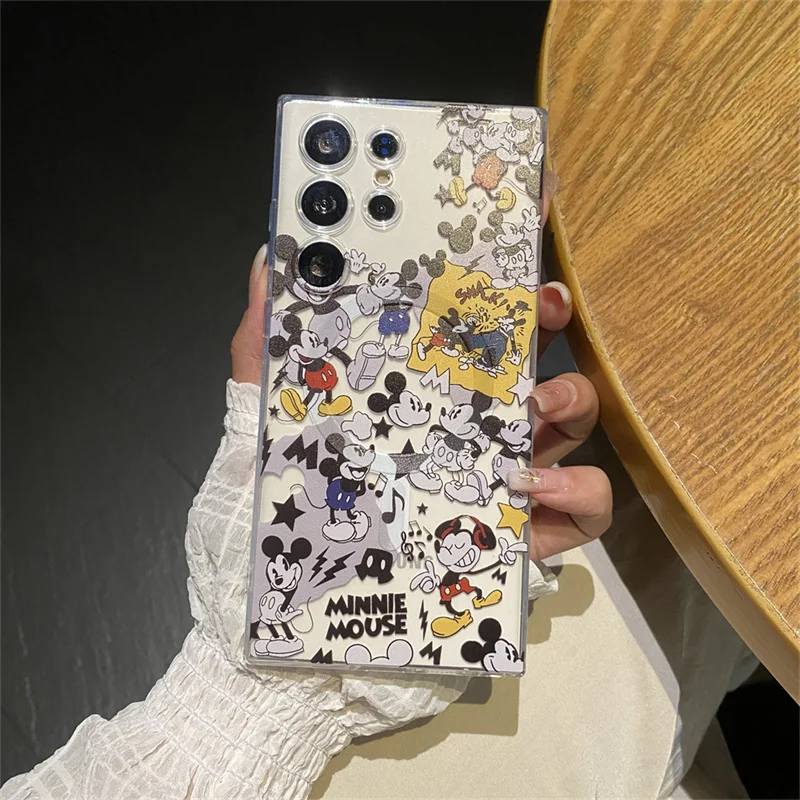 Cartone animato carino Topolino Pippo Paperino Magsafe Custodia per telefono con ricarica wireless per Samsung S22 S23 S24Ultra FE Nota 20 Supporto magnetico