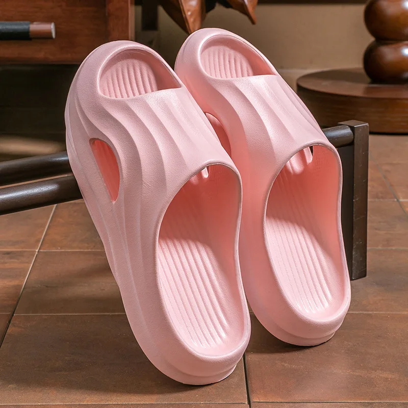 EVA Soft Sole Platform Pillow Slippers Women 2026 Summer Home Lightweight Couple Slides Plus Size 36-45 Non-slip Bathroom Shoes