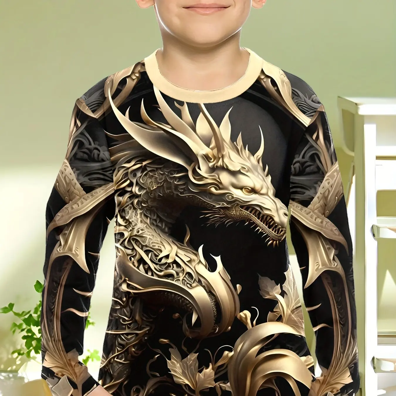 Odzież dziecięca Chłopięca koszulka z krótkim rękawem Moda 3D Dragon Print Dziecięce letnie ubrania Casual Outdoor Boys Ubrania Topy z okrągłym dekoltem