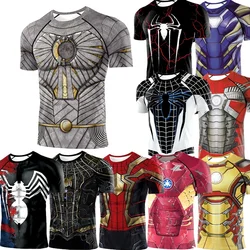 Quality Quick Dry Man's Moon Knight Iron Man T-shirt Gym Male Sportswear Compression Fitness Tops Running Jersey Sport Shirt Men