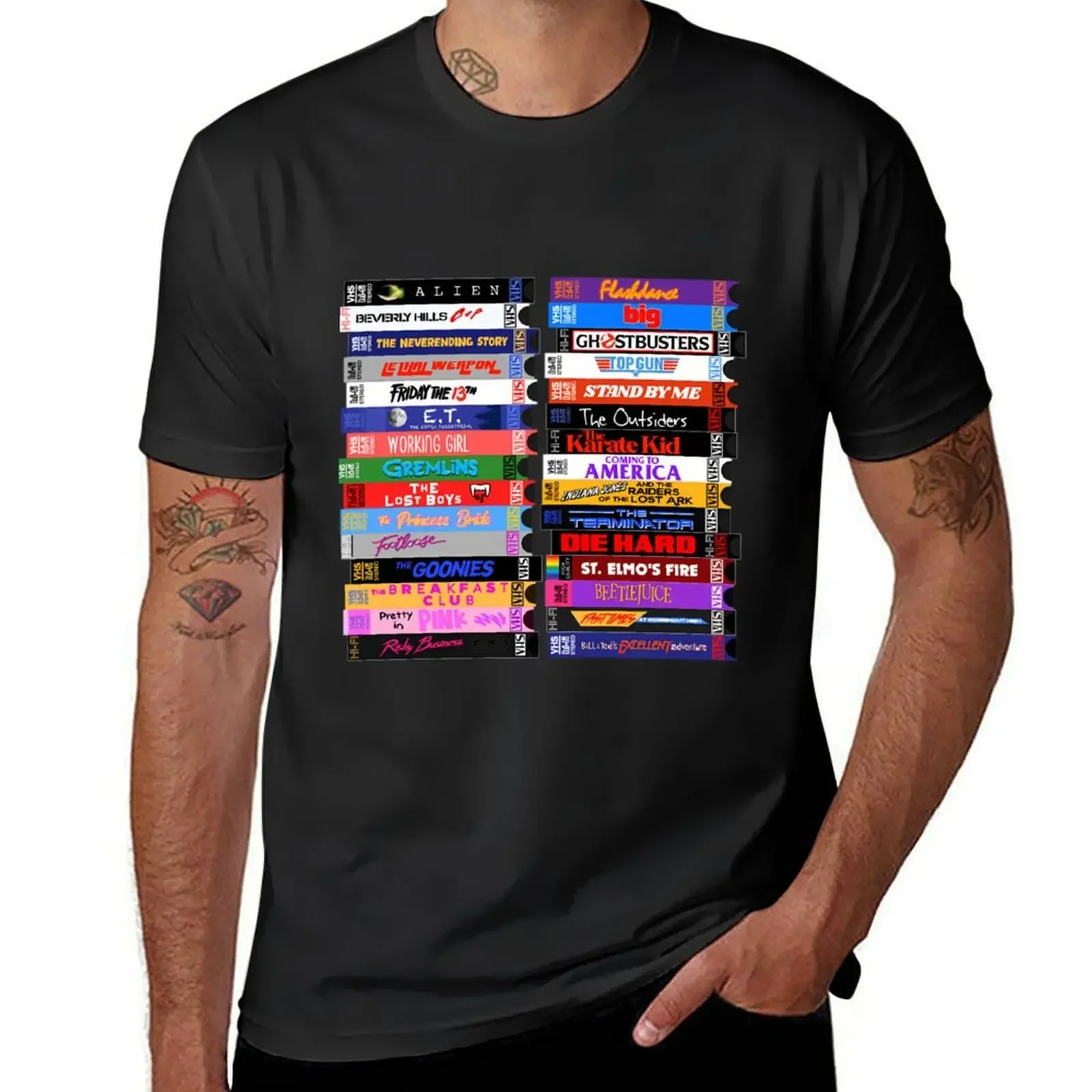 

Retro 80S Movies VHS Stacks T-Shirt fashion shirts graphic t shirts blue archive T-shirts for men cotton