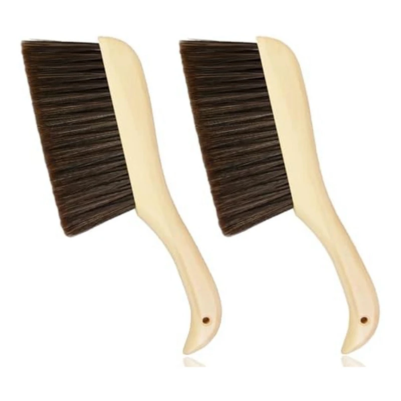 A95G Hand Broom Dust Brush with Wooden Handle Suitable for Counter Bed Sofa Car Fireplace Clothes Household Cleaning