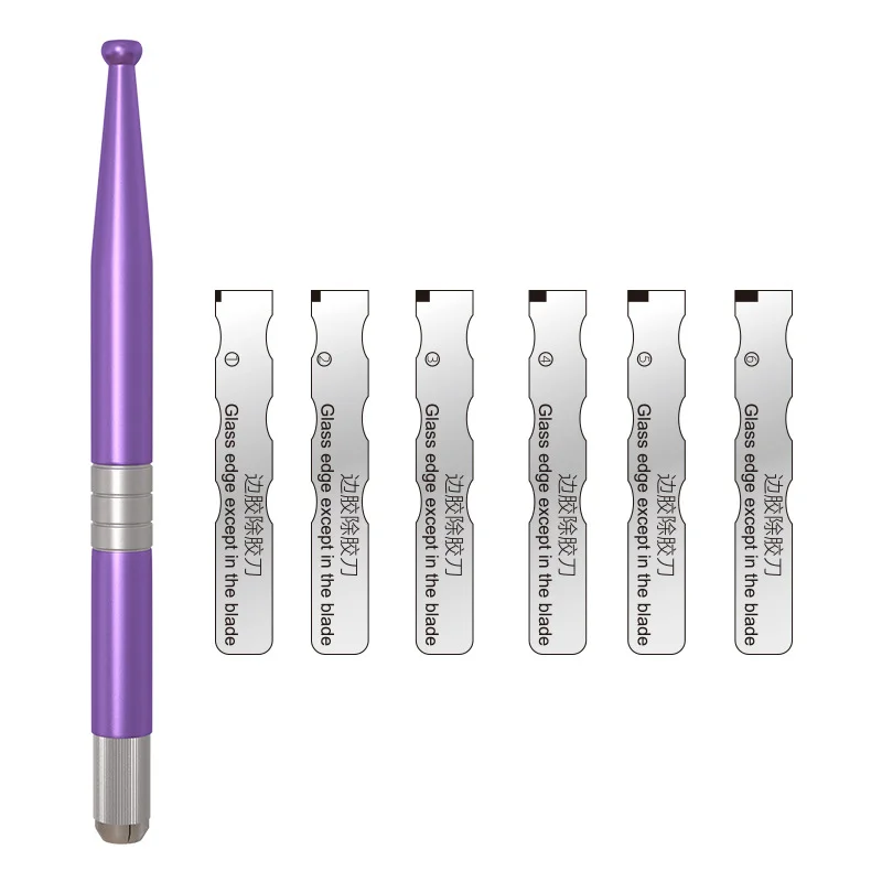 TE-151 Glass Edge Glue Remove Blade 1 Handle+ 6 Different Depth Knife Broken LCD Curved Screen Glue Clean Pry Disassemble Set