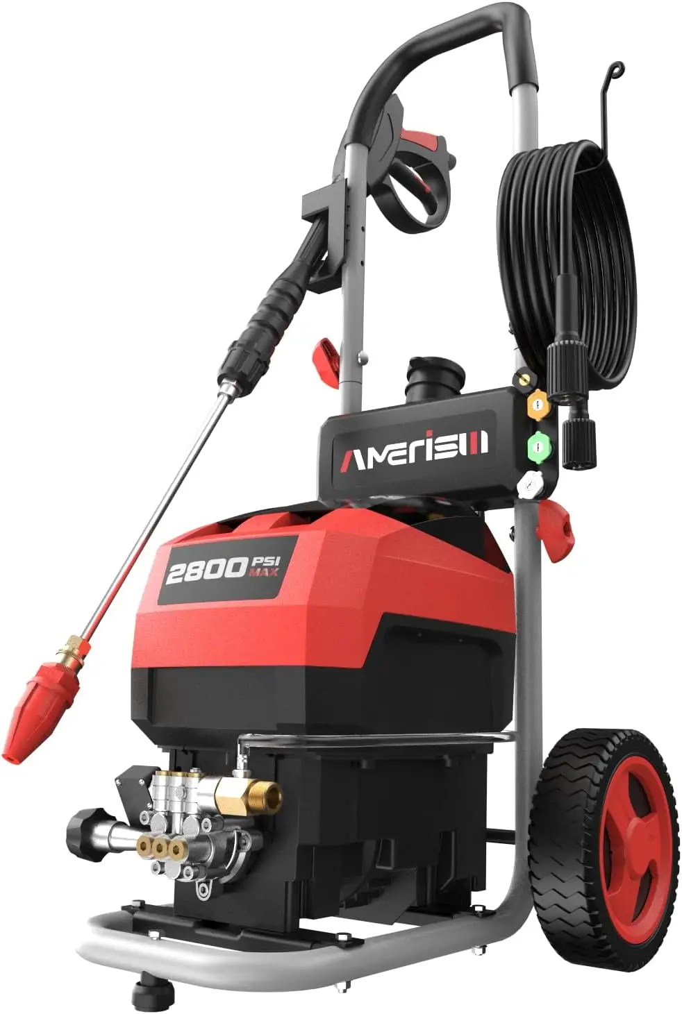 

Electric Pressure Washer 2800 PSI 2.0 GPM with Soap Tank, Spray Gun, 25FT Hose, 5 Nozzles for Cars, Driveways, Patios