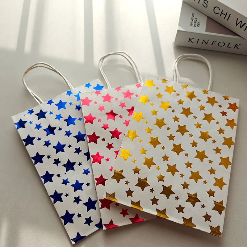 12/24/36PCS Bunte Stern Papiertüten Mehrfarbige Geschenkverpackung Weihnachtsfeiern Geburtstag Hochzeit Geschenkverpackung Handtaschen – Detail 5