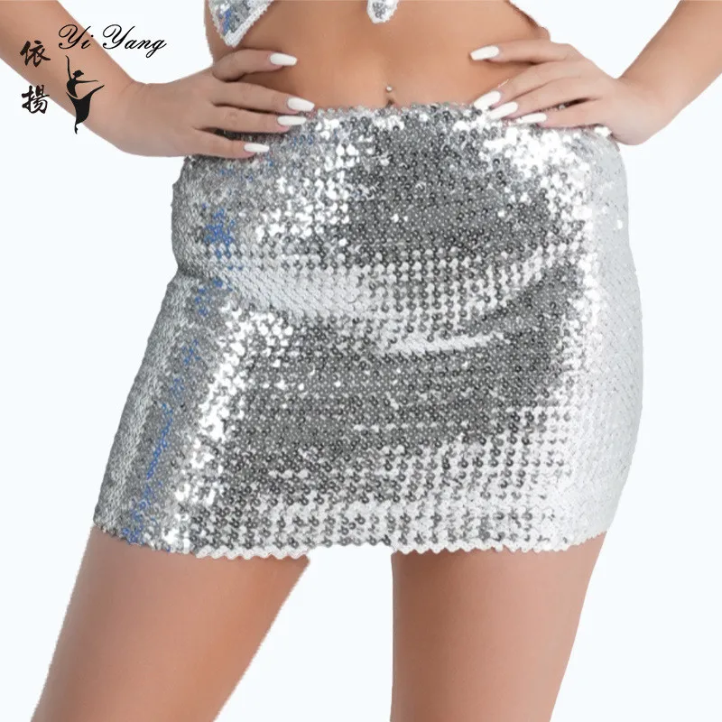 

Vsstiar New Style Sequins Mini Skirt For Women Solid Color High Waist Bodycon Prom Party Clubwear Glitter Skirts Dropshipping