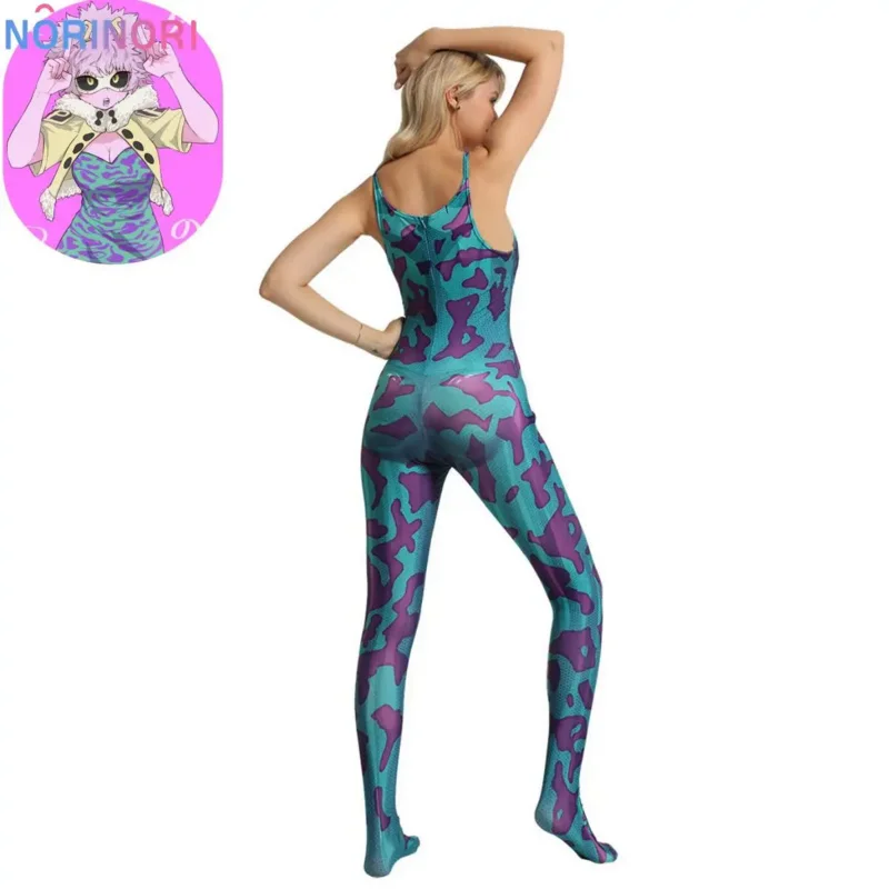 زي تنكري أنمي مينا من أكاديمية البطل للنساء ، حللا ضيقة ، شعر مستعار مثير ، طباعة ، كاواي ، مجموعة كرنفال هالوين