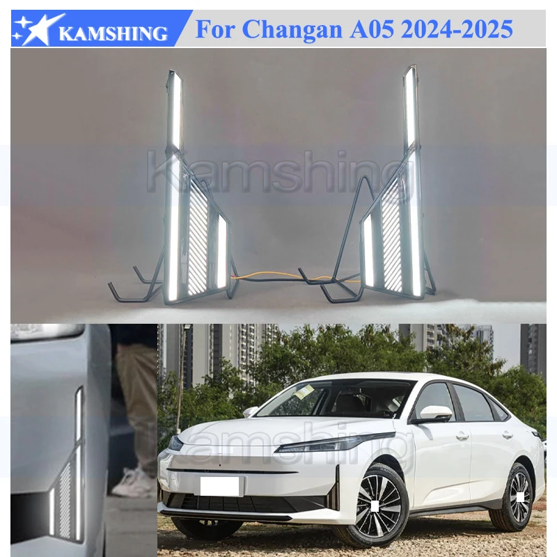 Kamshing 1 Set Modifying LED Daytime Running Light DRL For Changan A05 2024-2025 Front Fog Light Fog Lamp Daytime Light