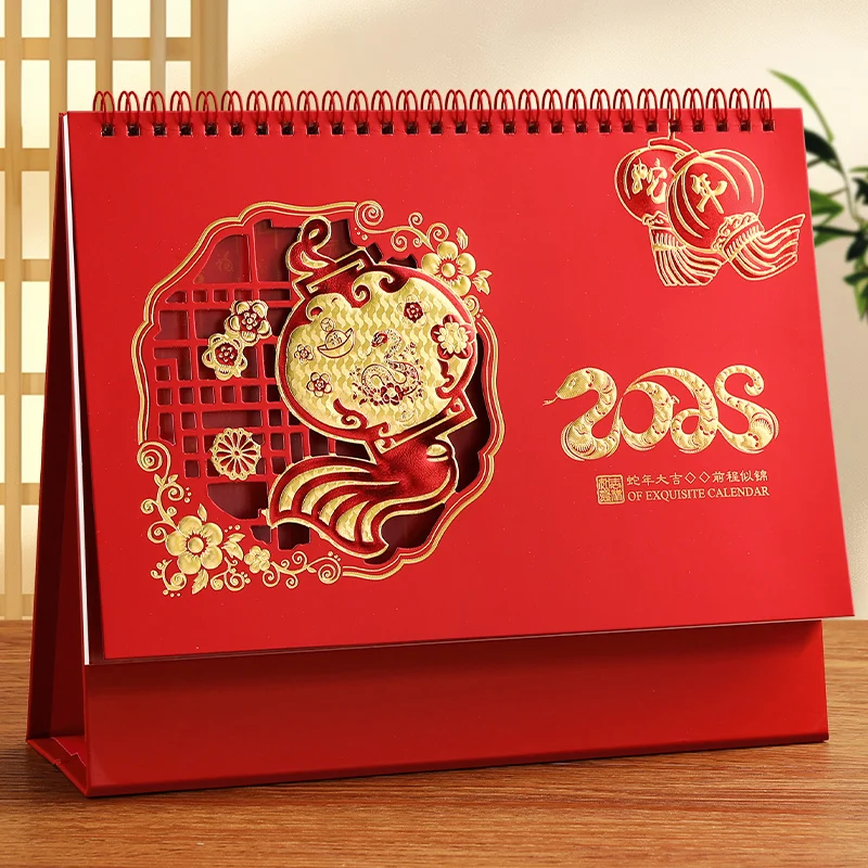 

Chinese Style Desk Calendar with Chinese Painting Flip Design for Chinese Patterns Tabletop Calendar for Home Decor