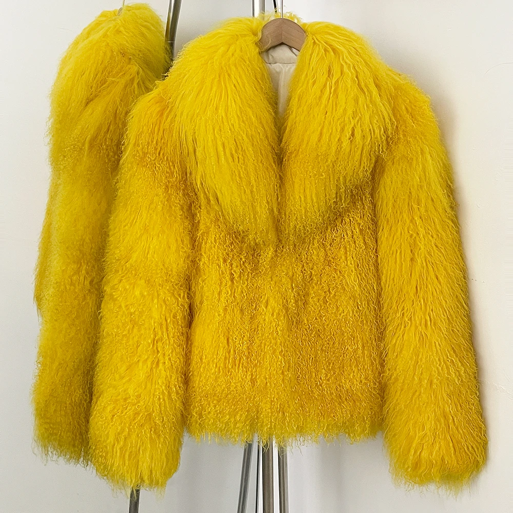 OFTBUY Natural Mongolia Sheep Fur Coat 2025 Winter Clothing Women Fashion Warm Thick Clothes Lady Elegant Real Fur Coat Female