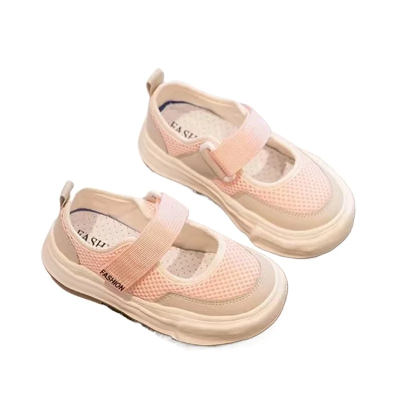 Girls' Sports Shoes 2024 Spring New Children's Net Breathable Little Girl Net Single Shoes