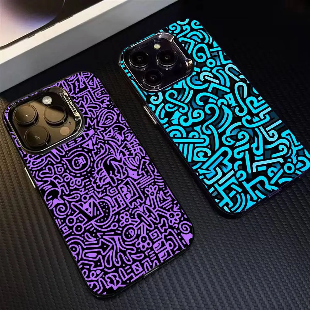 

minimalist graffiti Phone Case For iPhone 16 17 15 14 12 13 Pro Max Black Color Shockproof Cover