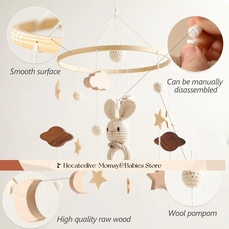 【Must Have】 Chocalhos e celulares para bebês brinquedos educativos Crochet Animal Crib Mobile ​   mini decorações brinquedos exclusivos coisas de bebê