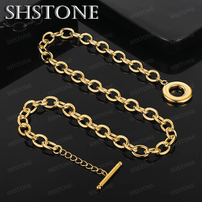 

47cm 18k Gold O-Chain OT Buckle Necklace Women Party Birthday Gift Give To Good Friends Simple Personality Versatile Jewelry