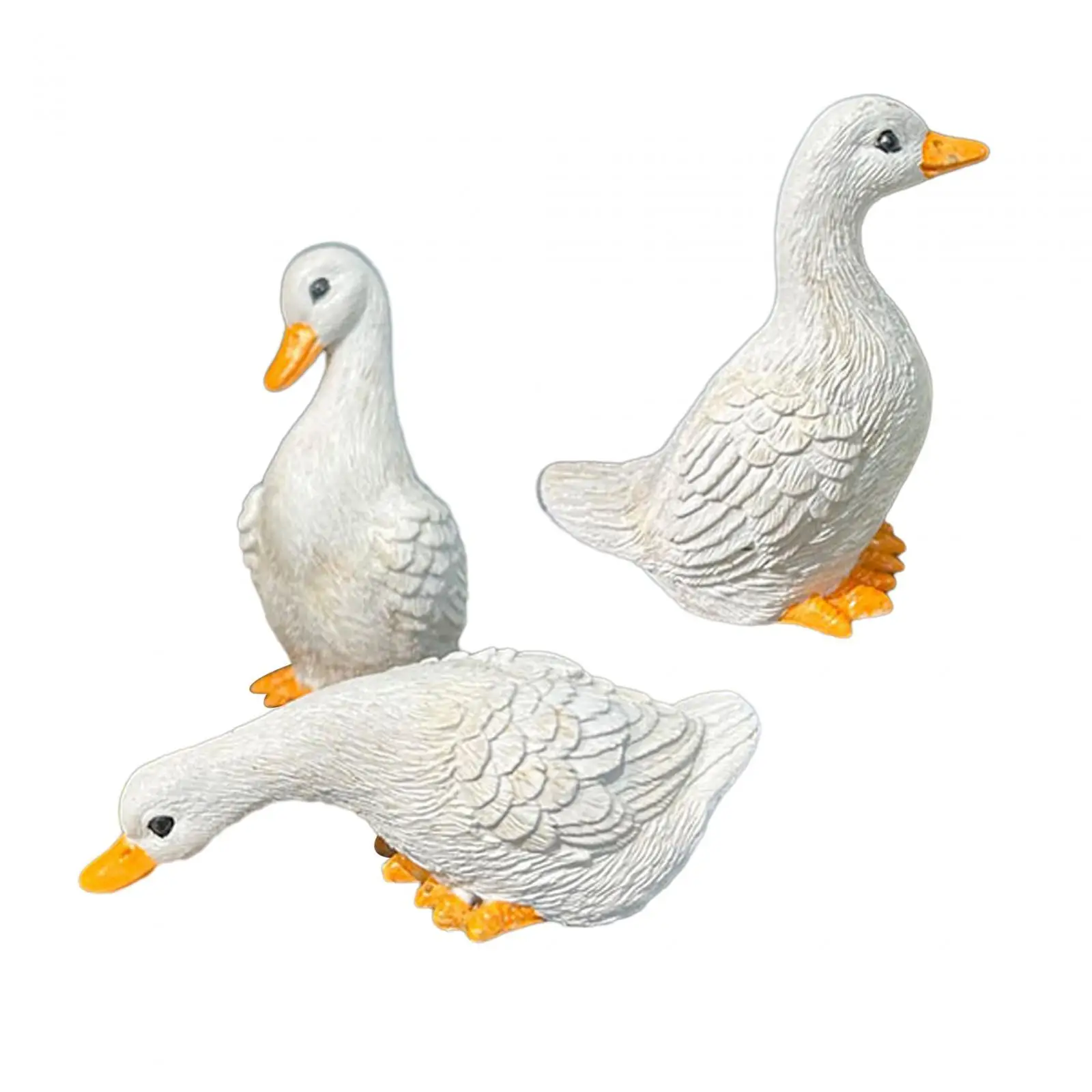 

3x Resin Statues Garden Statues Cute Sculptures Duck Figurines Home Decor for