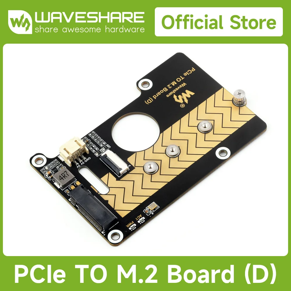 

Waveshare Raspberry Pi 5 PCIe To M.2 Adapter Board (D), Compatible with 2280/2260/2242/2230 size NVMe Protocol M.2 SSD for PI5