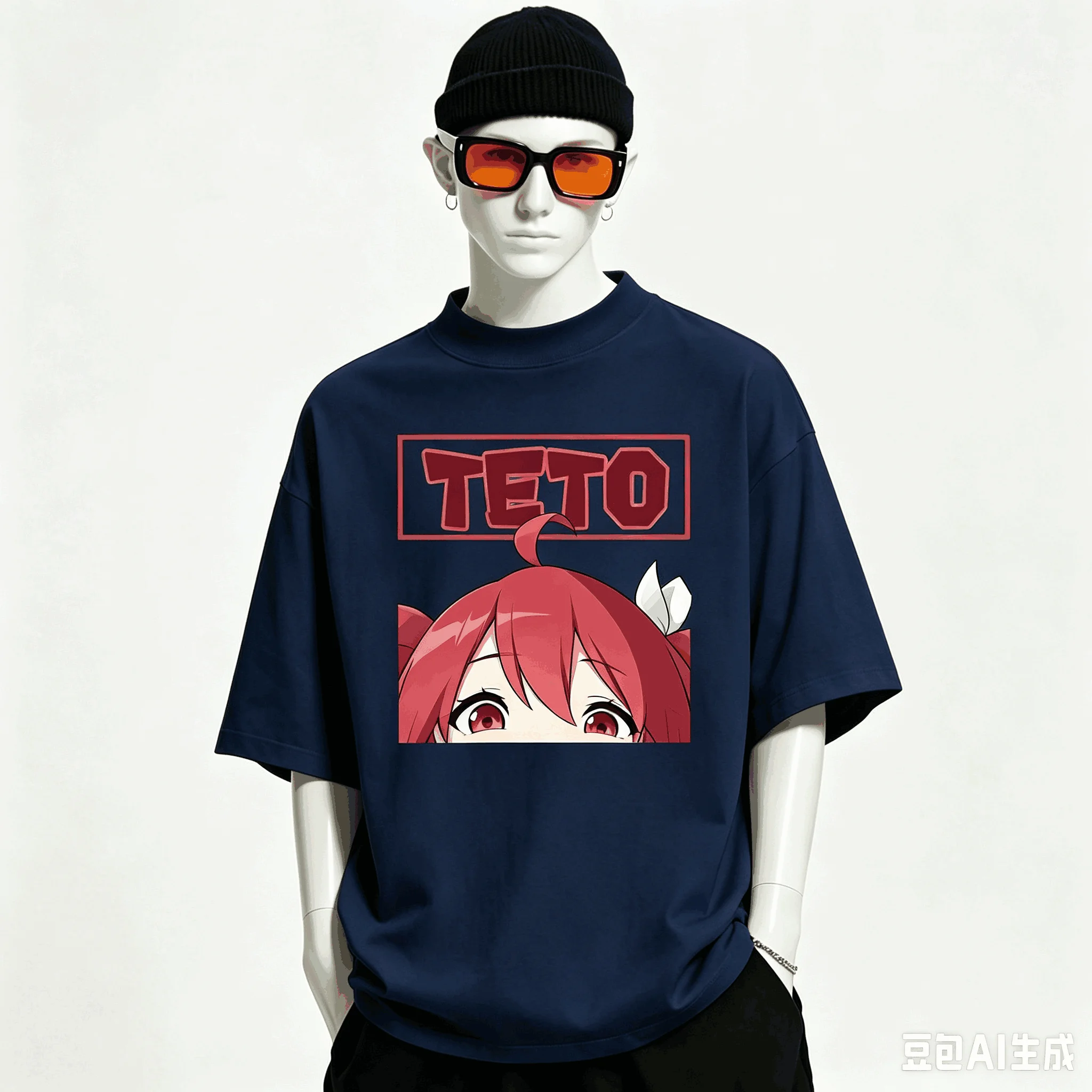 Kasane Teto Übergroßes Unisex-T-Shirt mit Grafikdruck und Rundhalsausschnitt für Männer und Frauen, hochwertige Y2k-Kurzarm-Streetwear aus weicher Baumwolle – Detail 7