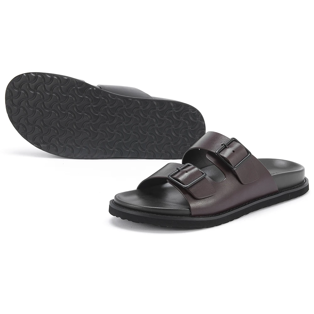 Men's Non-Slip Calf Leather Sandals Source Factory Slides Beach Slippers Outdoor Shoes Comfortable Breathable Summer Footwear