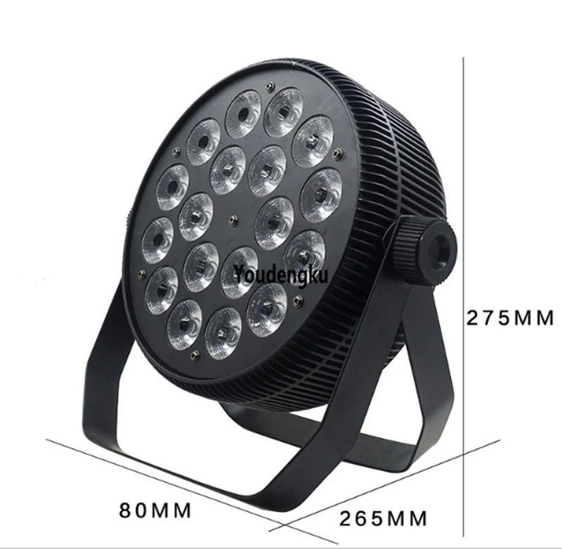 4 pieces Entertainment Wedding Flat smart dj led par64 rgbaw uv 18x18w 6in1 bright led par stage light