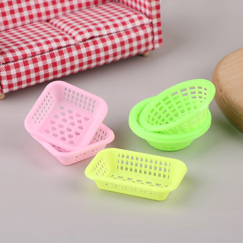 10Pcs 1:12 Dollhouse Miniature Storage Basket Washing Vegetables Fruit Food Baskets Kitchen Decor Toy Doll House Accessories
