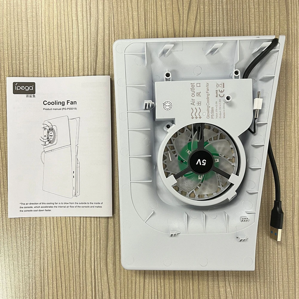 ز کے ساتھ بیرونی ماونٹڈ کولنگ فین کنسول USB کولر LED لائٹ 2 USB پورٹس گیم کنسول سائیڈ کولر PS5 سلم گیم کنسول کے لیے