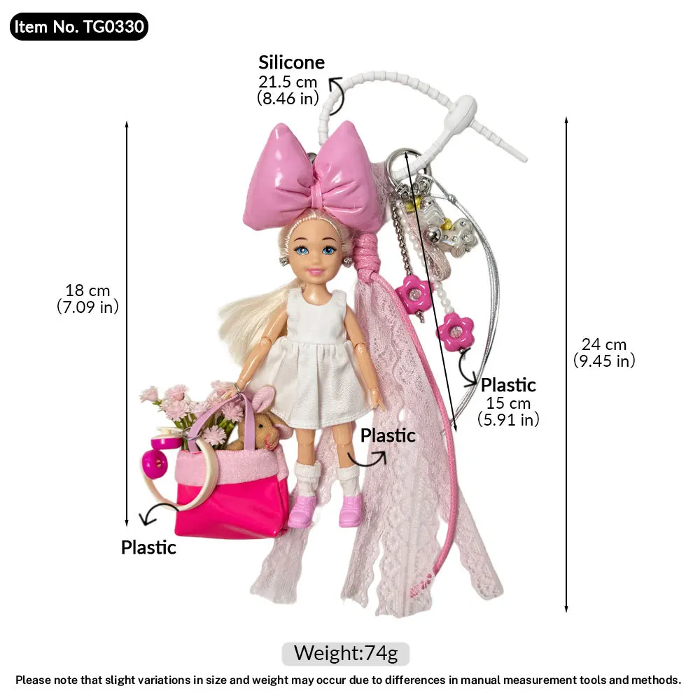 

Korean Version Sweet Bow Little Kelly Princess Doll Keychain Exquisite Small Fresh Style OB11 Doll Backpack Charm Birthday Gift