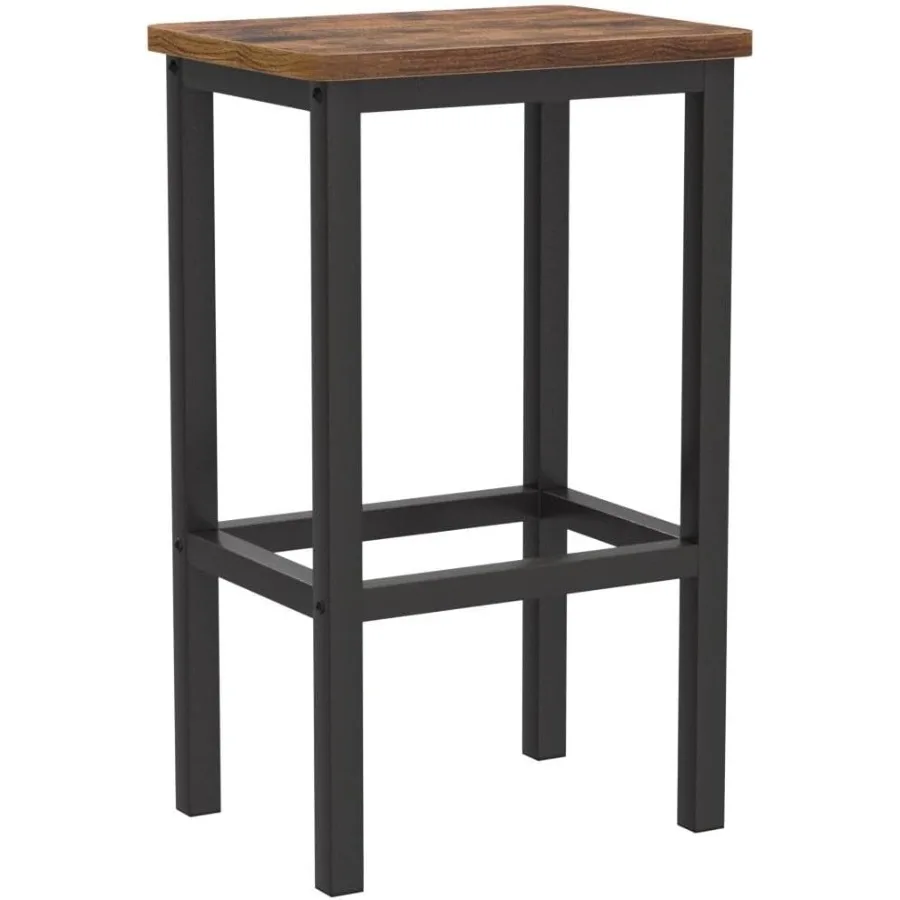 Brown Black Kitchen Stools Set of 2, Comfortable Counter Stools with Footrest for Entertaining & Breakfast
