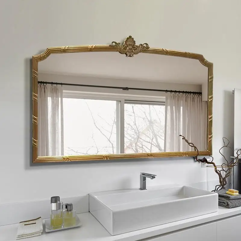 Retro bathroom mirror, bathroom wall-mounted French bathroom countertop, smart LED light, vanity, makeup mirror
