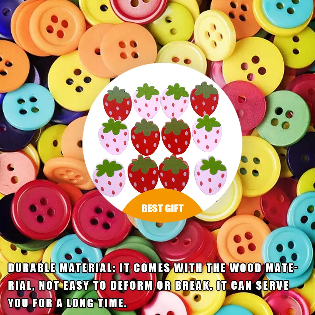 50 Pieces Strawberry Buttons Decorative Accessories Sewing Fastener Beautiful Kids DIY Button Needlework Garment Shoes