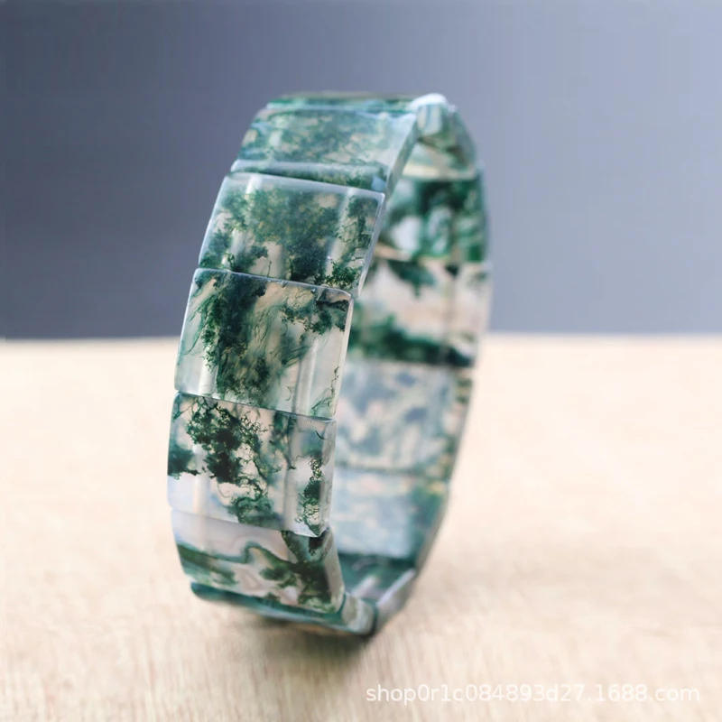 Natural-stone , ocean chalcedony , aquatic moss agate bracelet