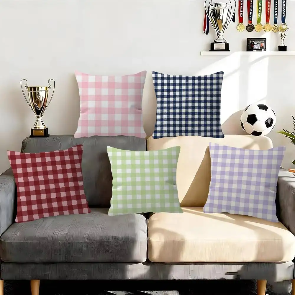 Stripe & Plaid Throw  solid color Trendy-style decorative throw pillow cover insert not included fauxembroidery design