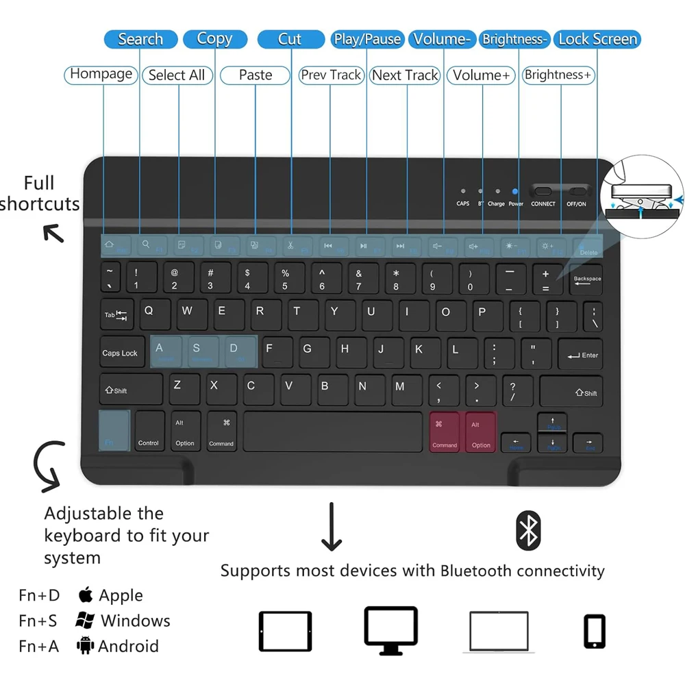 삼성 갤럭시 탭 A9 플러스 11인치용 케이스(모델:SM-X210/X216/X218),펜 슬롯이 있는 삼성 탭 A9+용 분리형 키보드 커버