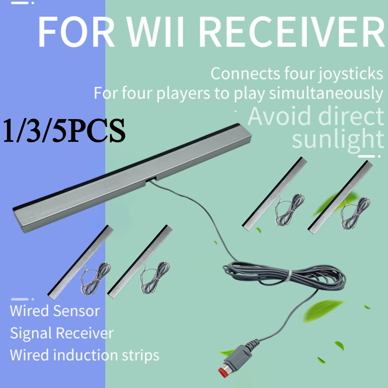 Receptor de Sensor de Movimiento con Cable y Cable de Extensión, Barra Inductora de Rayos Infrarrojos IR, Barra de Sensor Remoto con Cable para Consola Wii Wii U