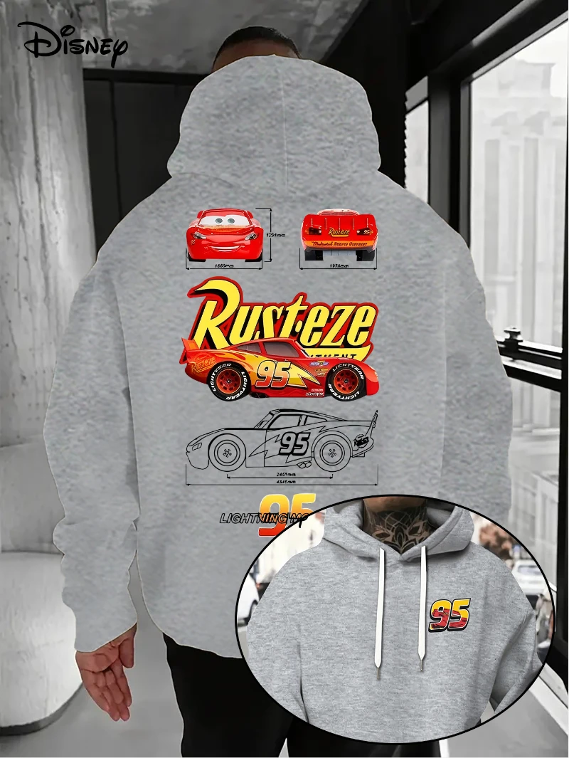 

Disney Men's 95 McQueen Hoodie - Car Movie Pullover Loose Hoodie, Birthday Party Costume