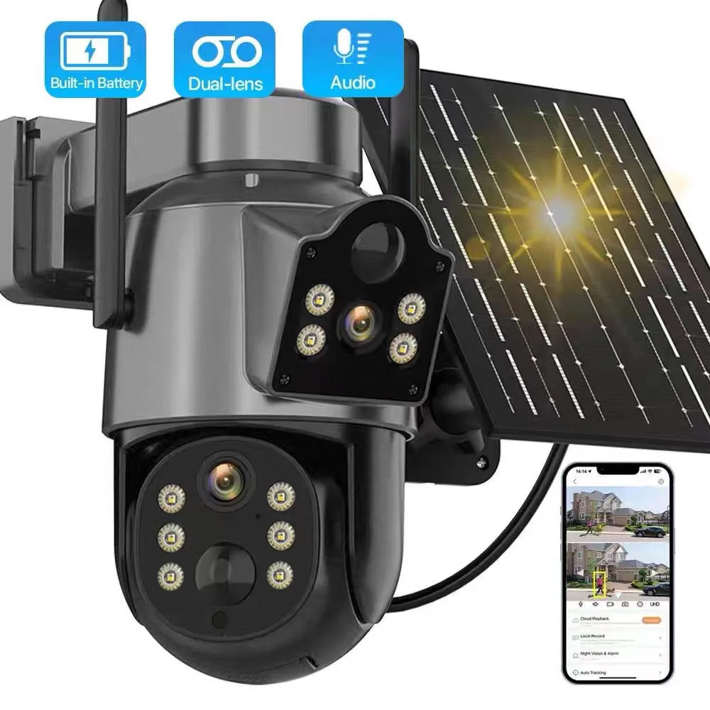 HD 2K Wireless WiFi Solar Battery Powered Camera Outdoor Security Protection Surveillance Kamera CCTV 360 PTZ Smart Home PIR Cam