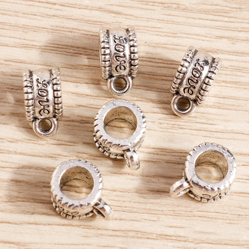 Tusember 30 Stück tibetische Silberfarbe Metall Liebe lose Kautionen Anhänger Spacer Perlen Anschlüsse für Armband Halskette Schmuckherstellung – Detail 3