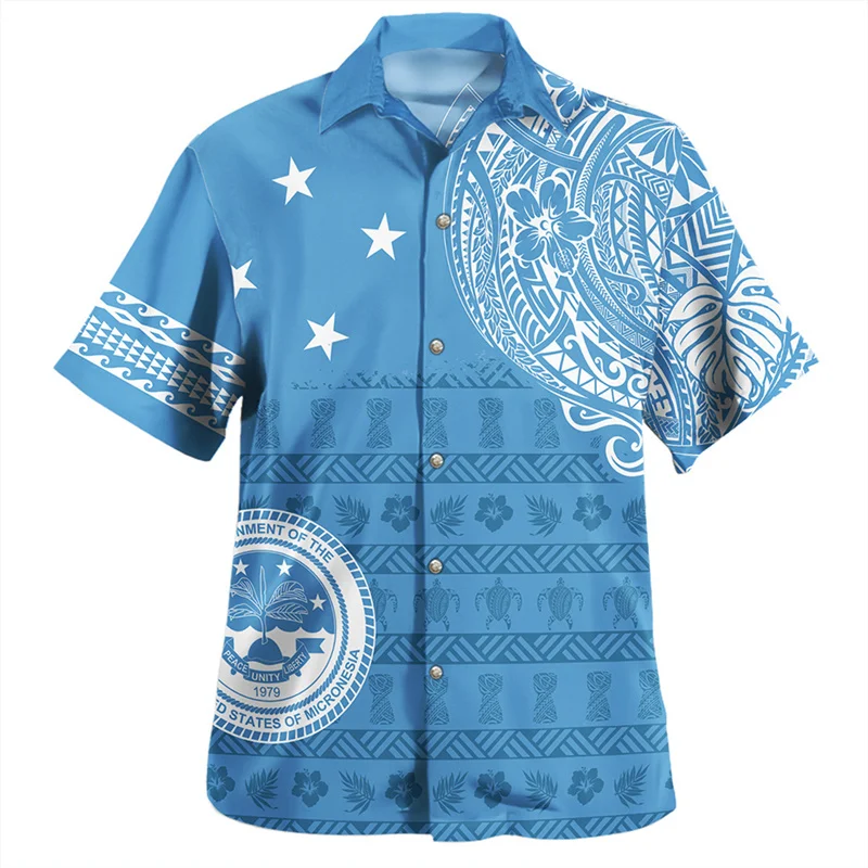 Harajuku Summer New 3D Printing Polynesian Marquesas Islands National Flag Shirts Marquesas Islands Emblem Graphic Short Shirts