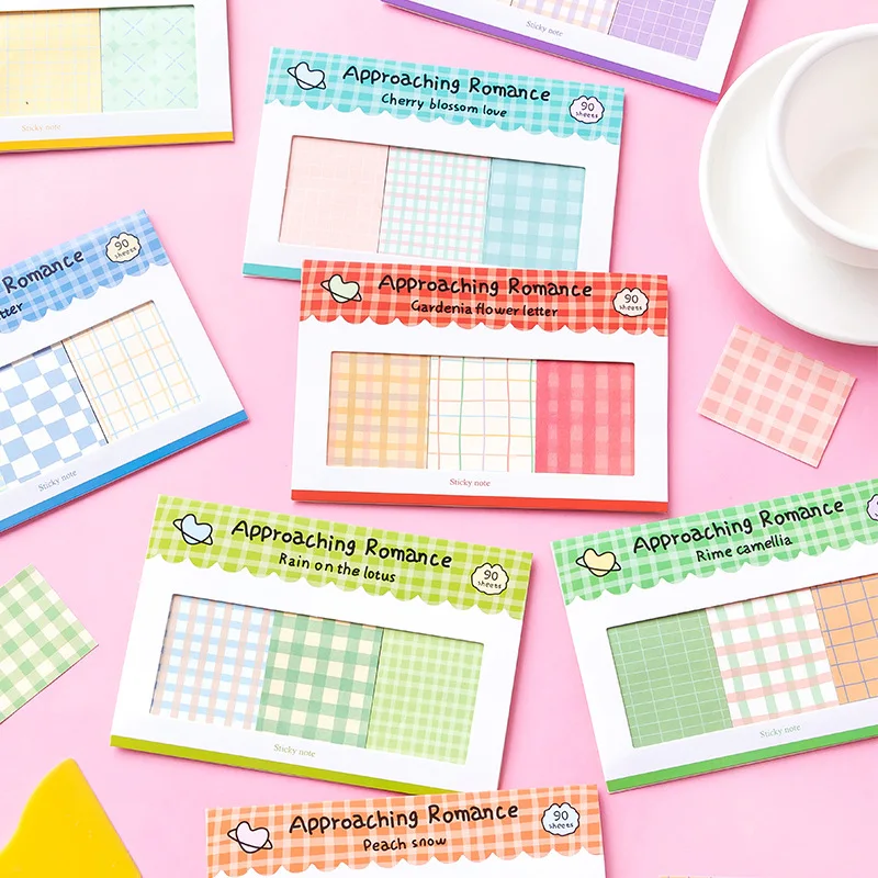 

Kawai Memo Pad Message Romantic Plaid Notes Coming Soon Korean Square Collage Removable Sticky Marking Stickers 8 Types Lovely