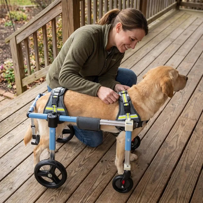 

Adjustable Pet Wheelchair for Dog Hind Leg Rehabilitation Lightweight Aluminum Mobility Aid for Paralyzed Disabled Dog Walker