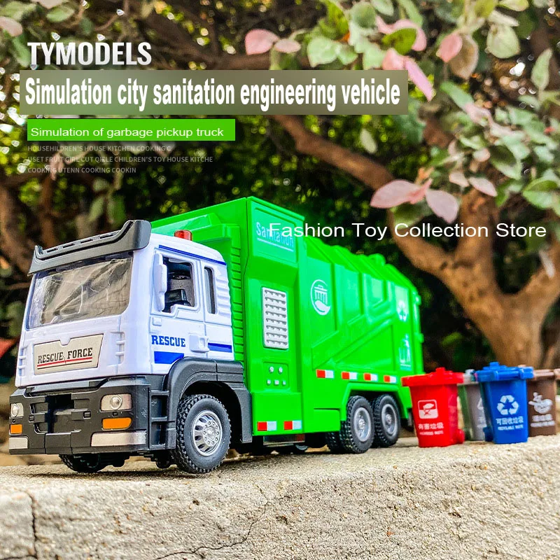 

1: 32 Sanitation cleaning vehicle Alloy Car Model High Simulation Diecasts Toy With Sound and Light Pull Back Vehicles Decoratio