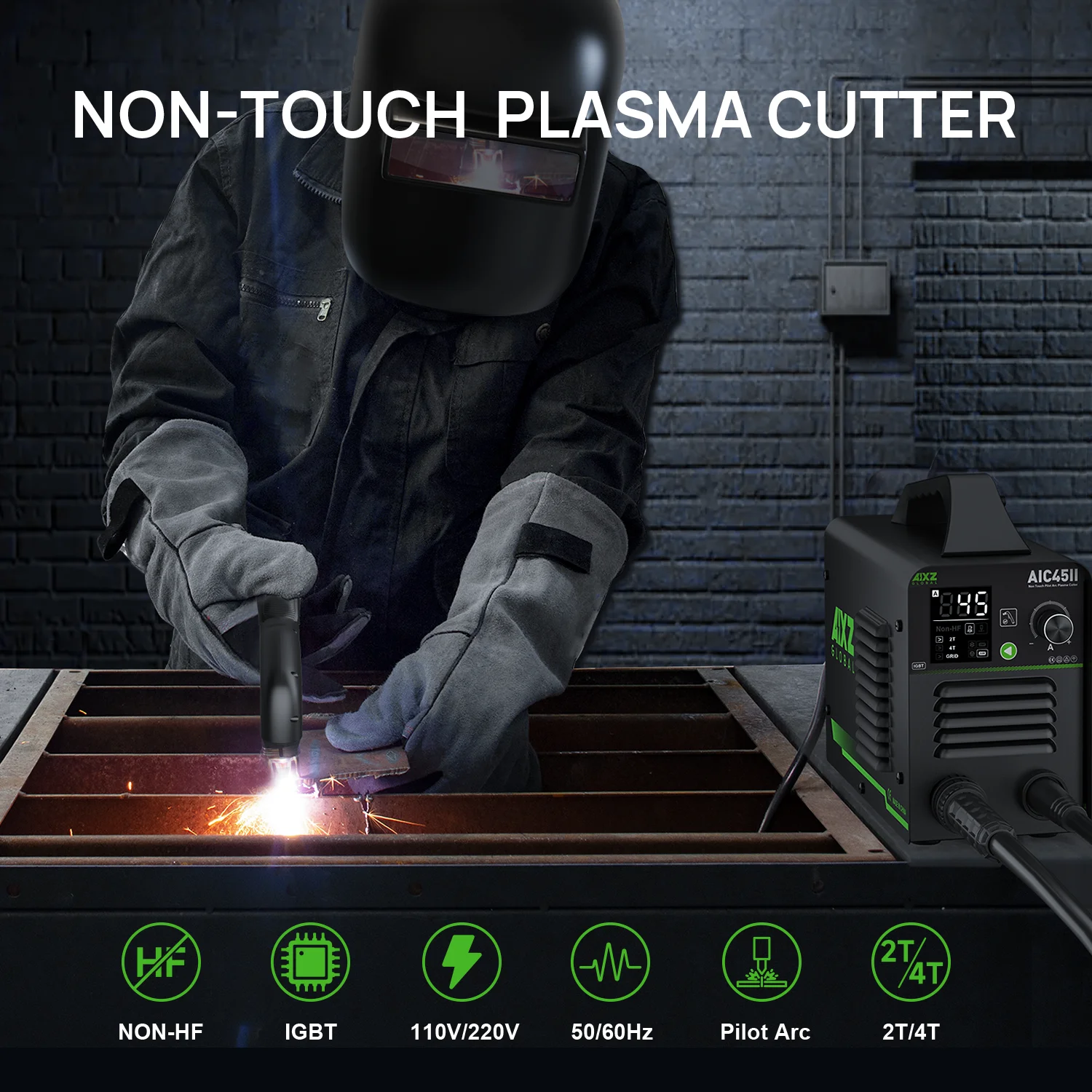 AIXZ AIC45II Plasma Cutter Non-Touch Pilot ARC 45Amps DC Air Plasma Cutting Machine 220V Digital Plasma Cutter Clean Cut 16mm