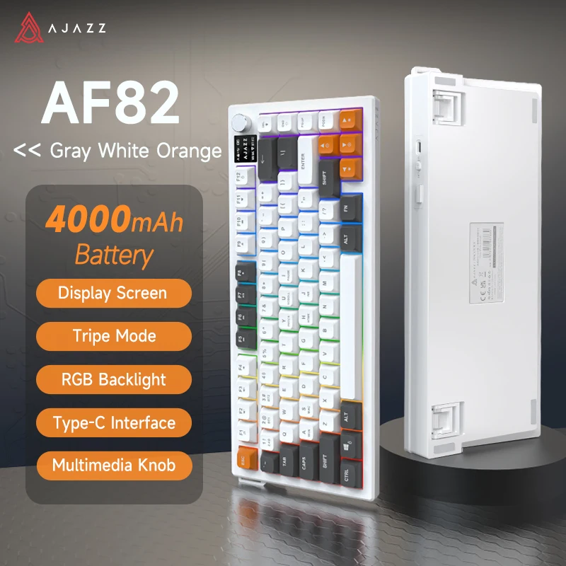AJAZZ AF82 3-modus draadloos toetsenbord Stil membraantoetsenbord Slank draagbaar ergonomisch kantoortoetsenbord voor laptop PC Windows Mac